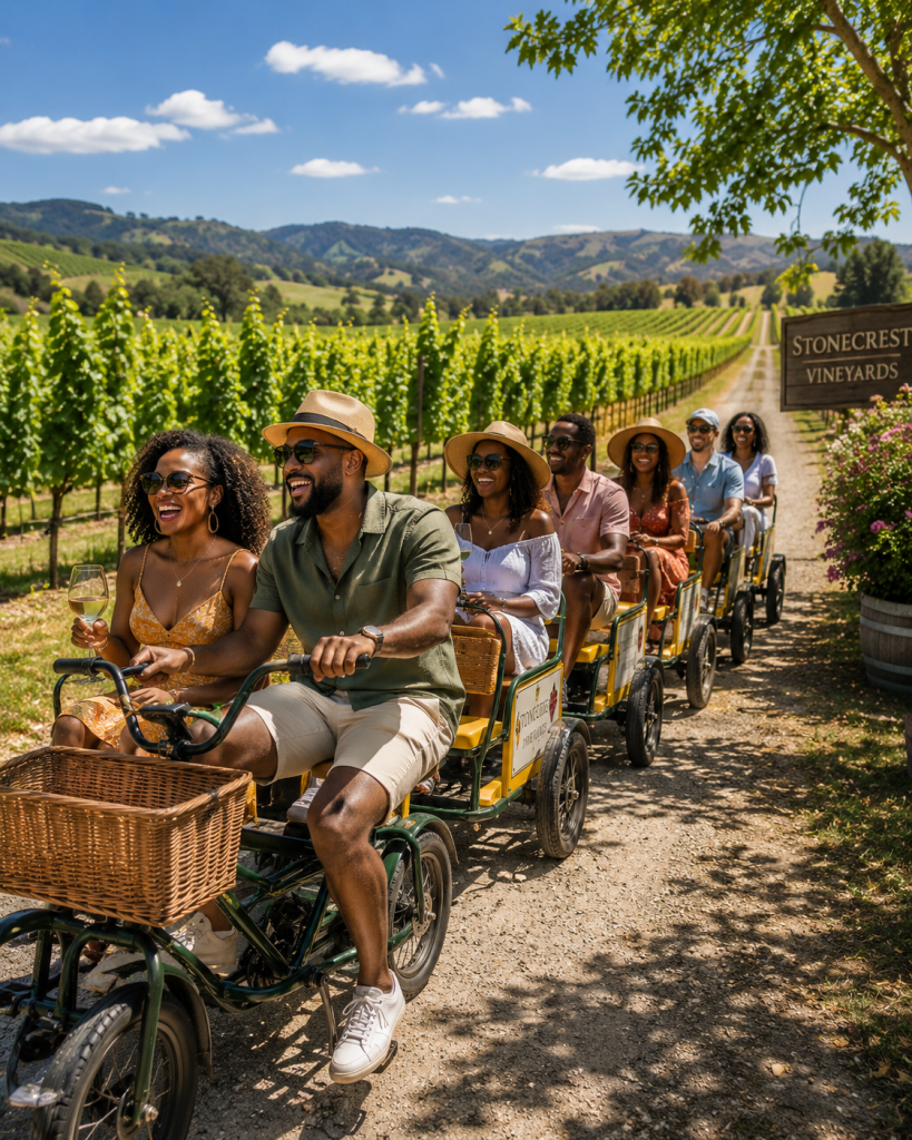 Bicycle train around the vineyard
